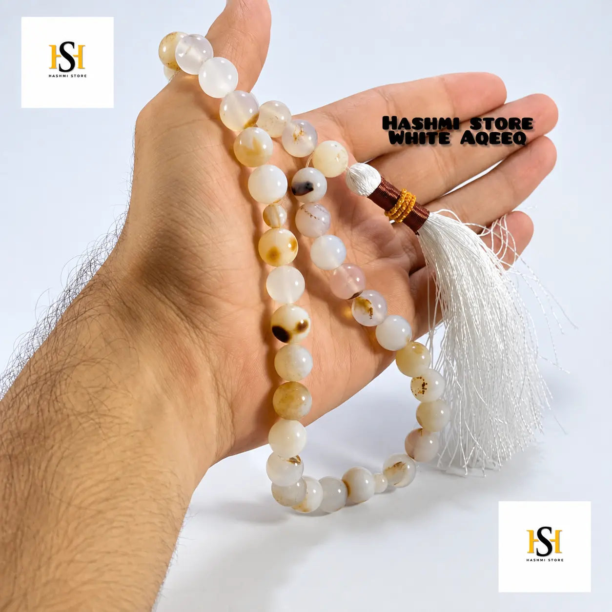 Natural White Aqeeq Tasbih
