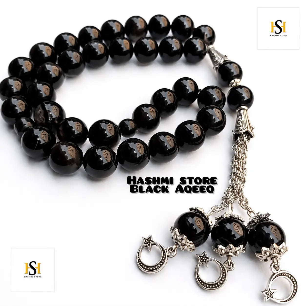 Natural Black Aqeeq Tasbih