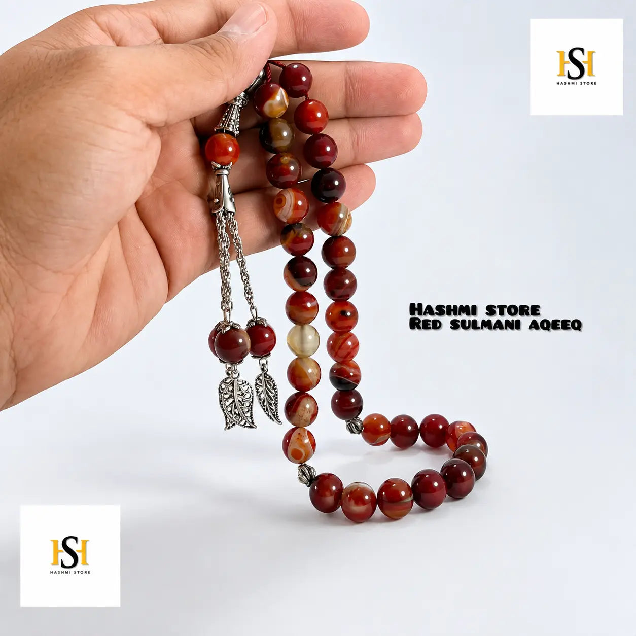 Natural Red Sulmani Aqeeq Tasbih