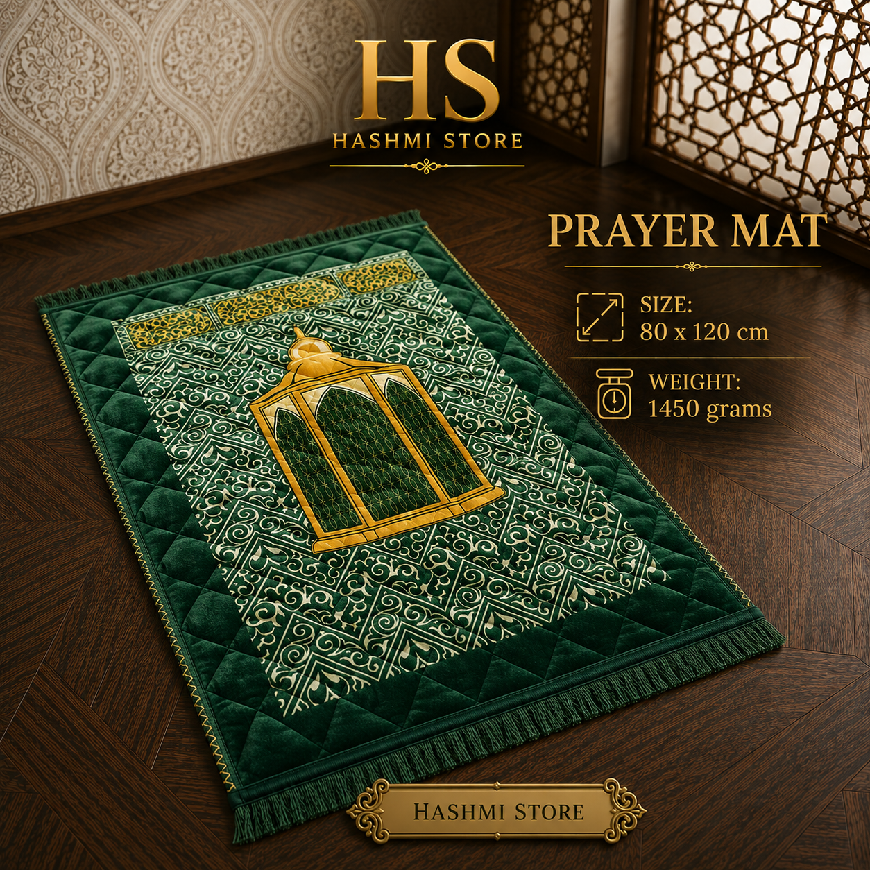 Luxury Emerald Green Prayer Mat