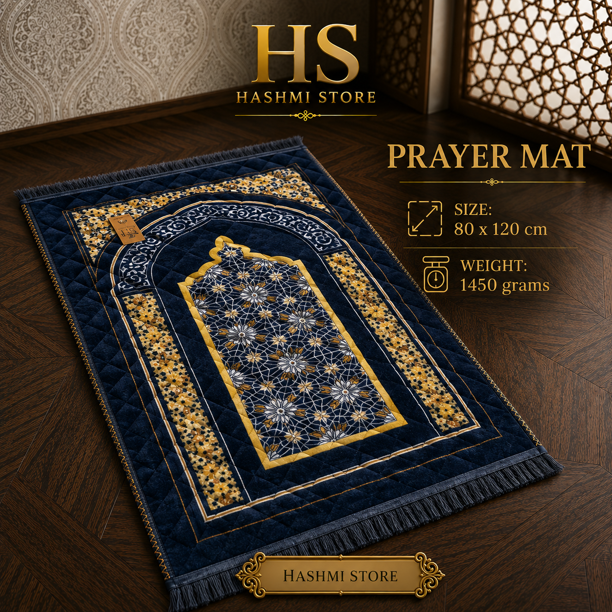 Luxury Navy Blue Prayer Mat