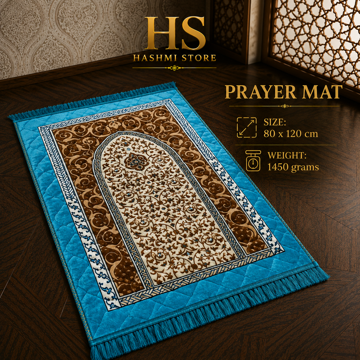 Luxury Turquoise Blue Prayer Mat