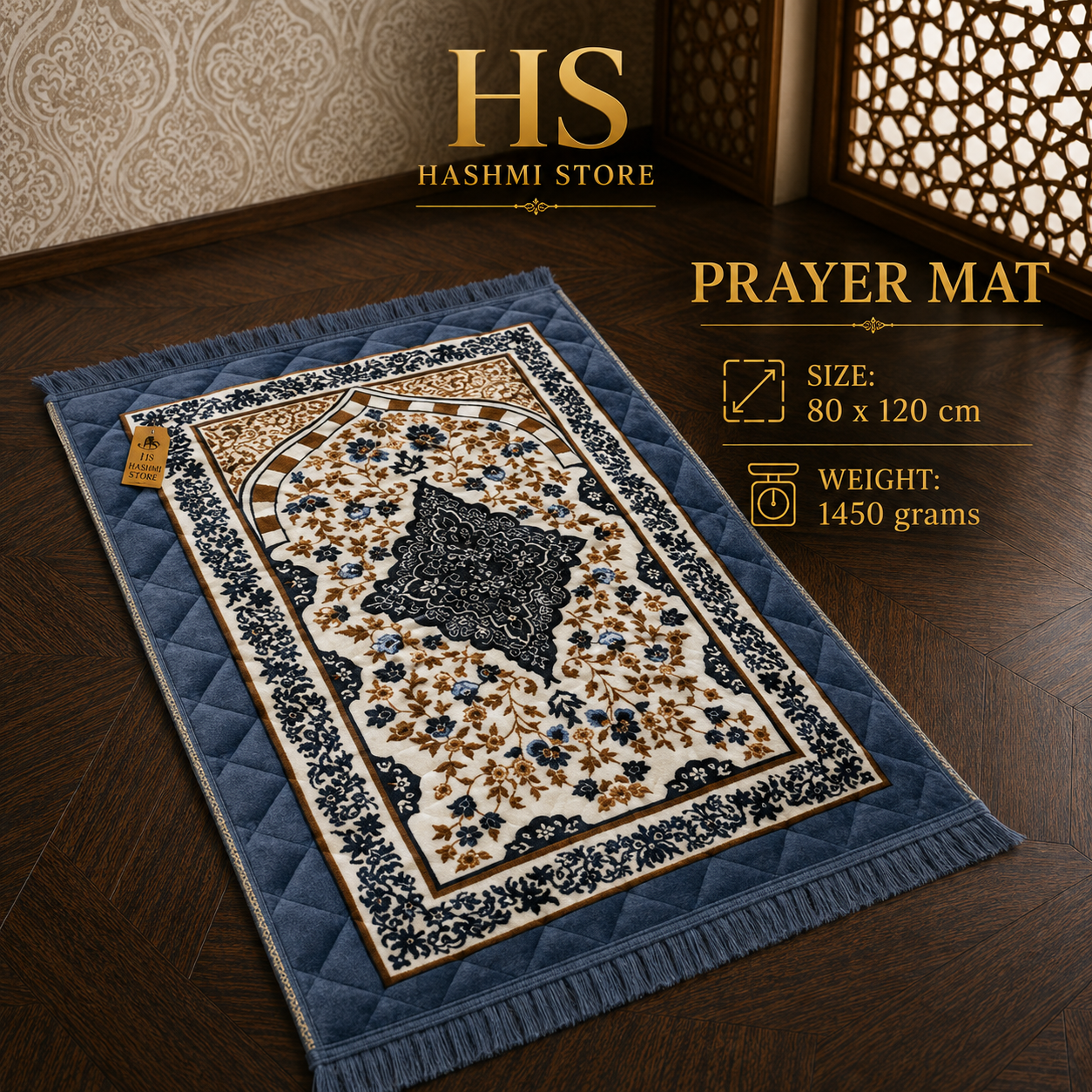 Luxury Grey Blue Prayer Mat