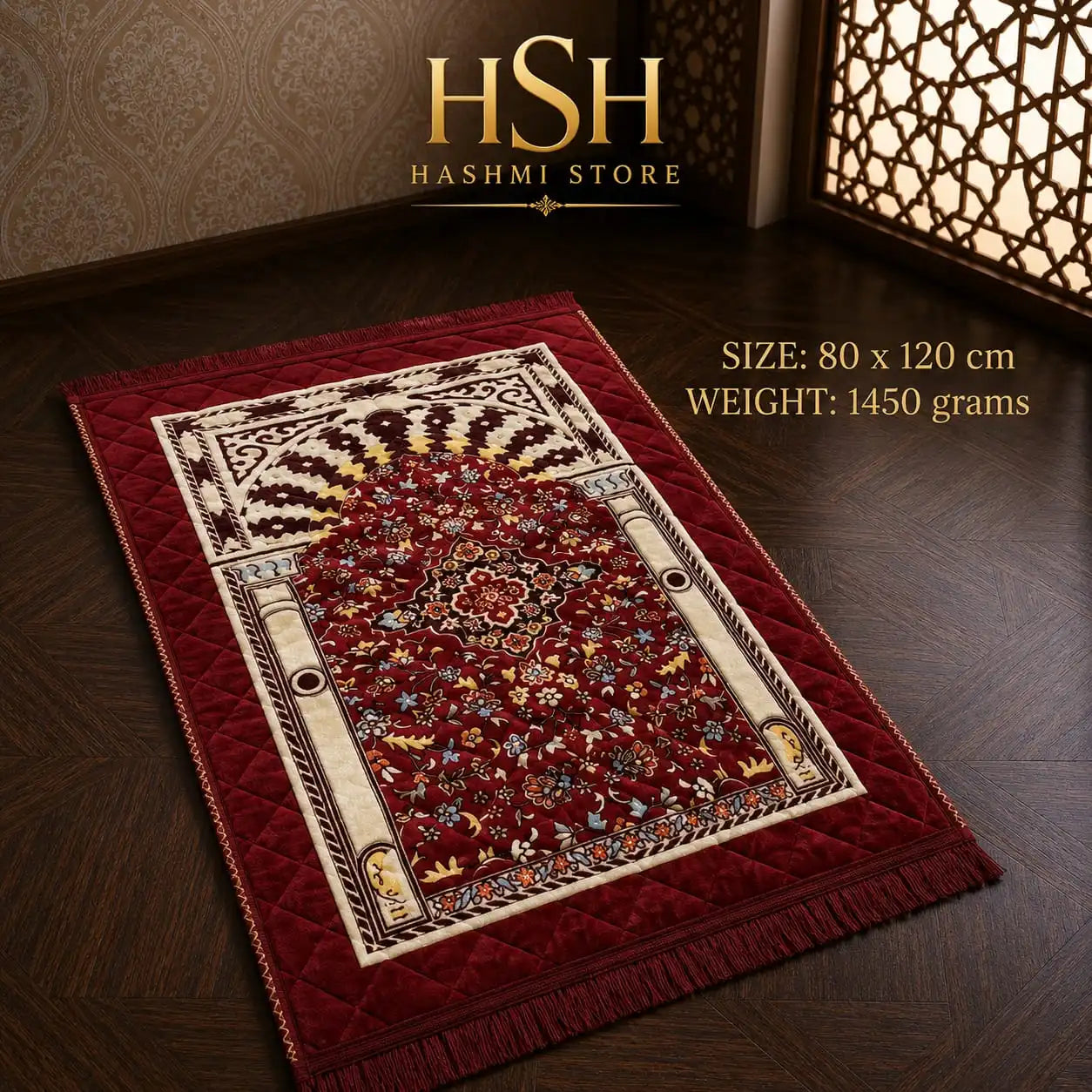 Maroon with Ivory &amp; Multicolor Floral Design